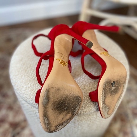 Gorgeous Red triple strap Prada pump - Picture 8 of 8